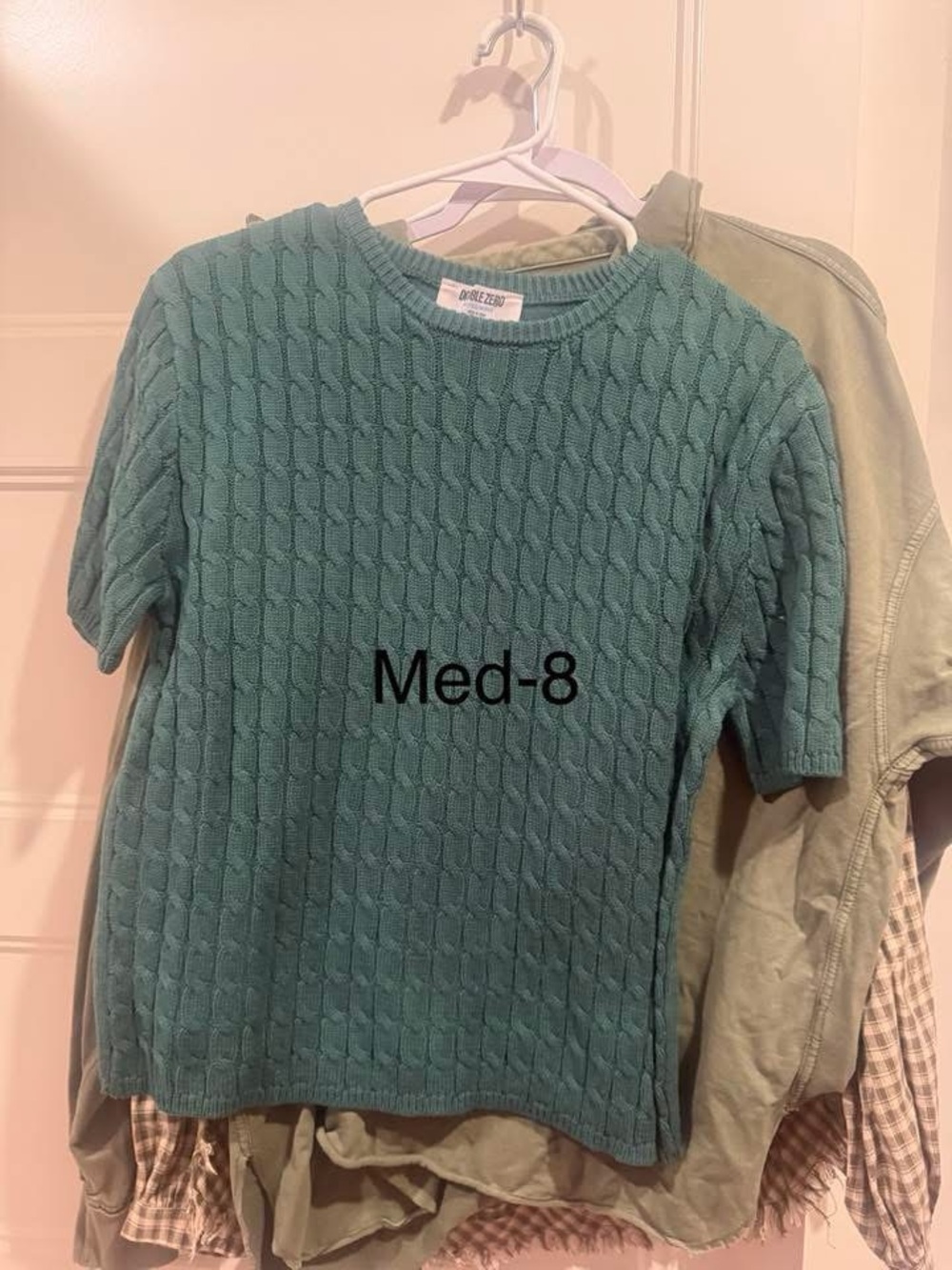 Cable Knit Short Sleeve Sweater - Teal